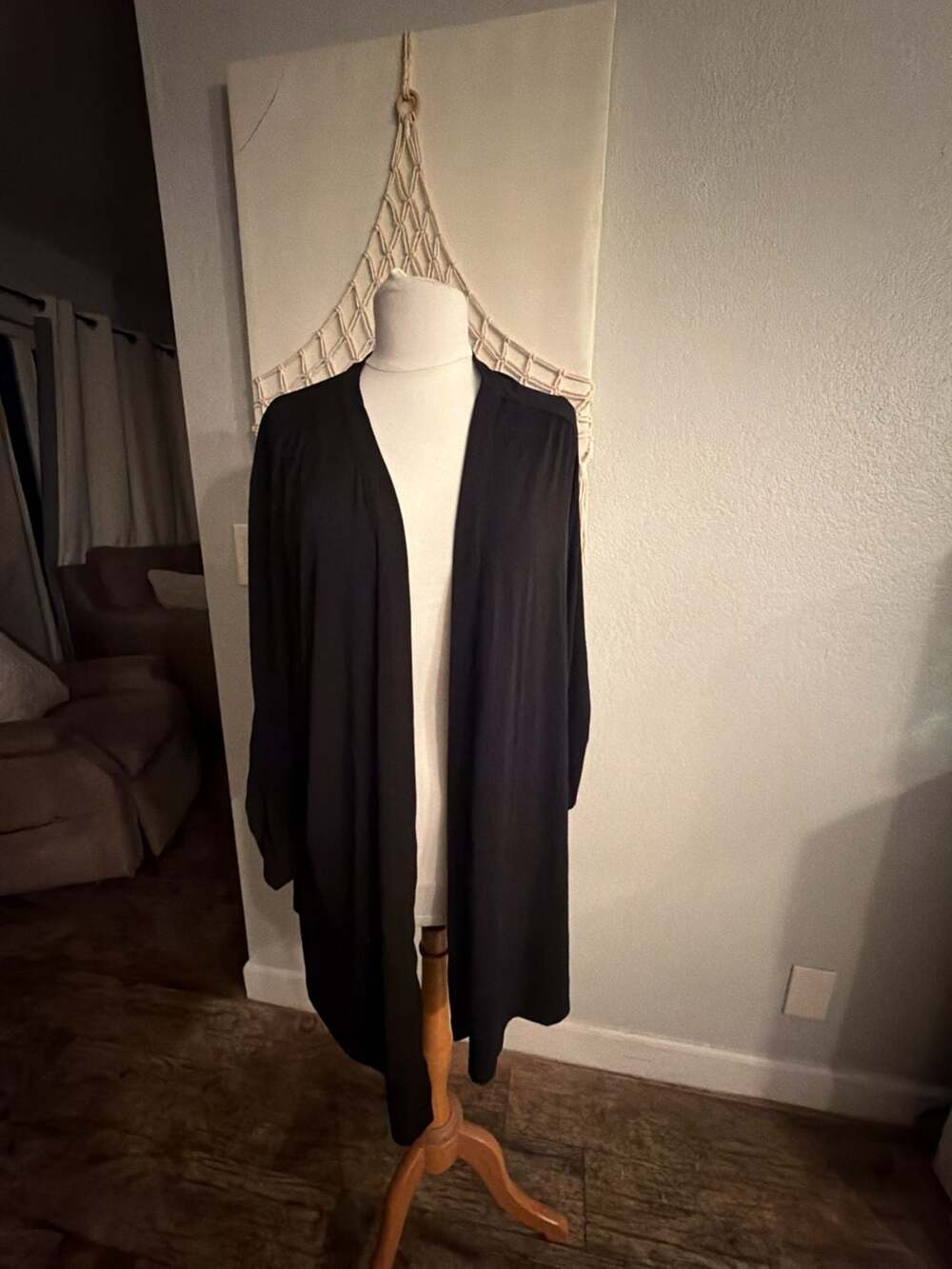 Susan Graver Liquid Knit Open Front Duster Cardigan